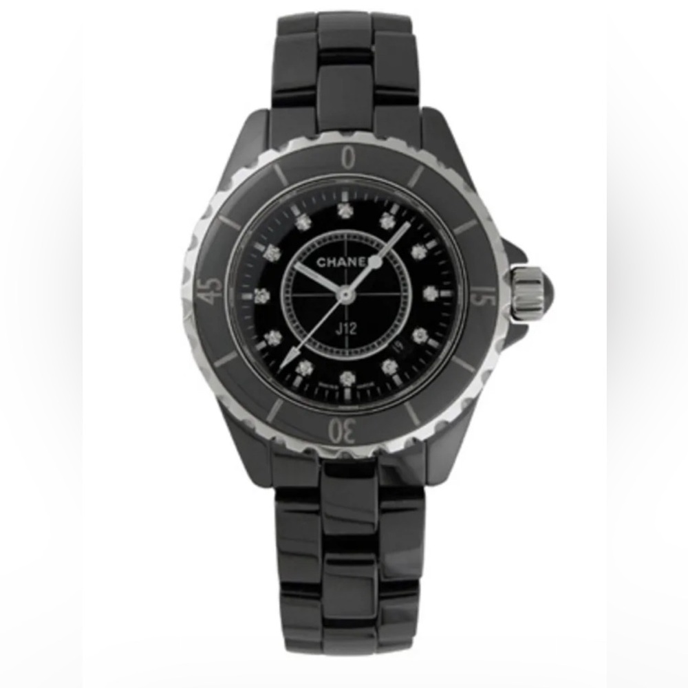 🎄Chanel J12 H1625 Ladies Diamond Ceramic Date Stainless Steel Quartz 33MM Watch